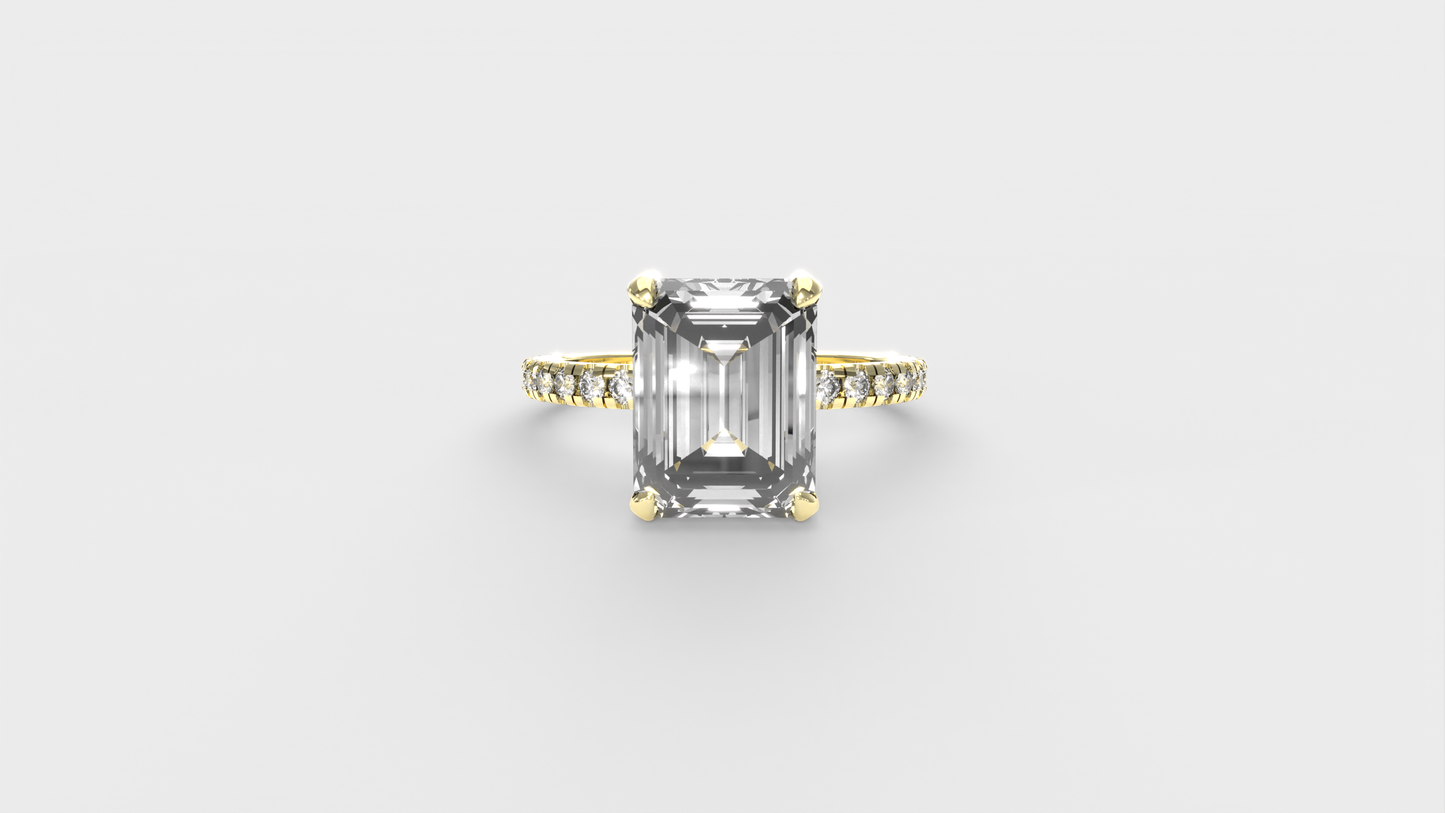 Anillo Pavé Moderno Diamante Esmeralda