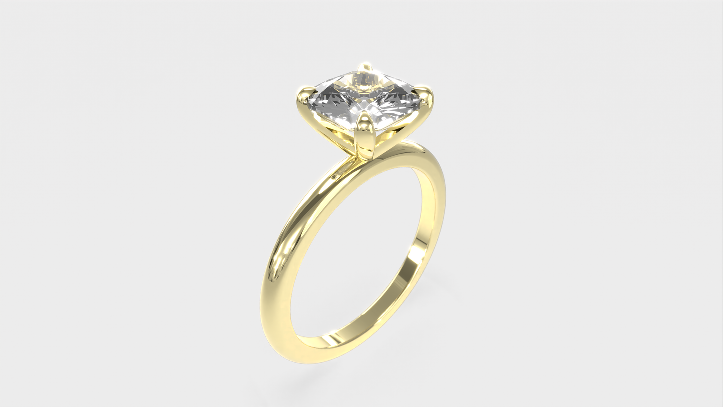 Anillo Solitario Clásico Diamante Cojín
