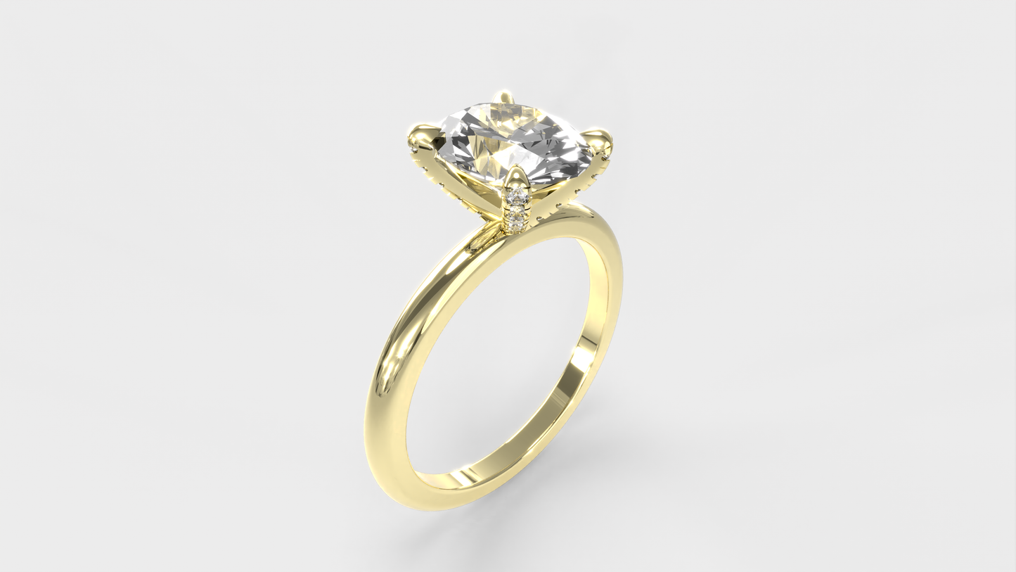 Anillo Pavé En Puntas Diamante Óvalo