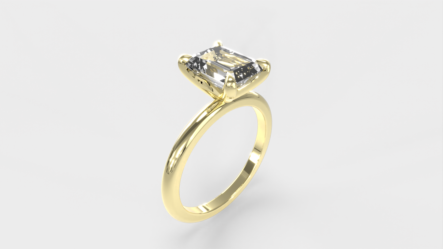 Anillo Solitario Clásico Diamante Esmeralda