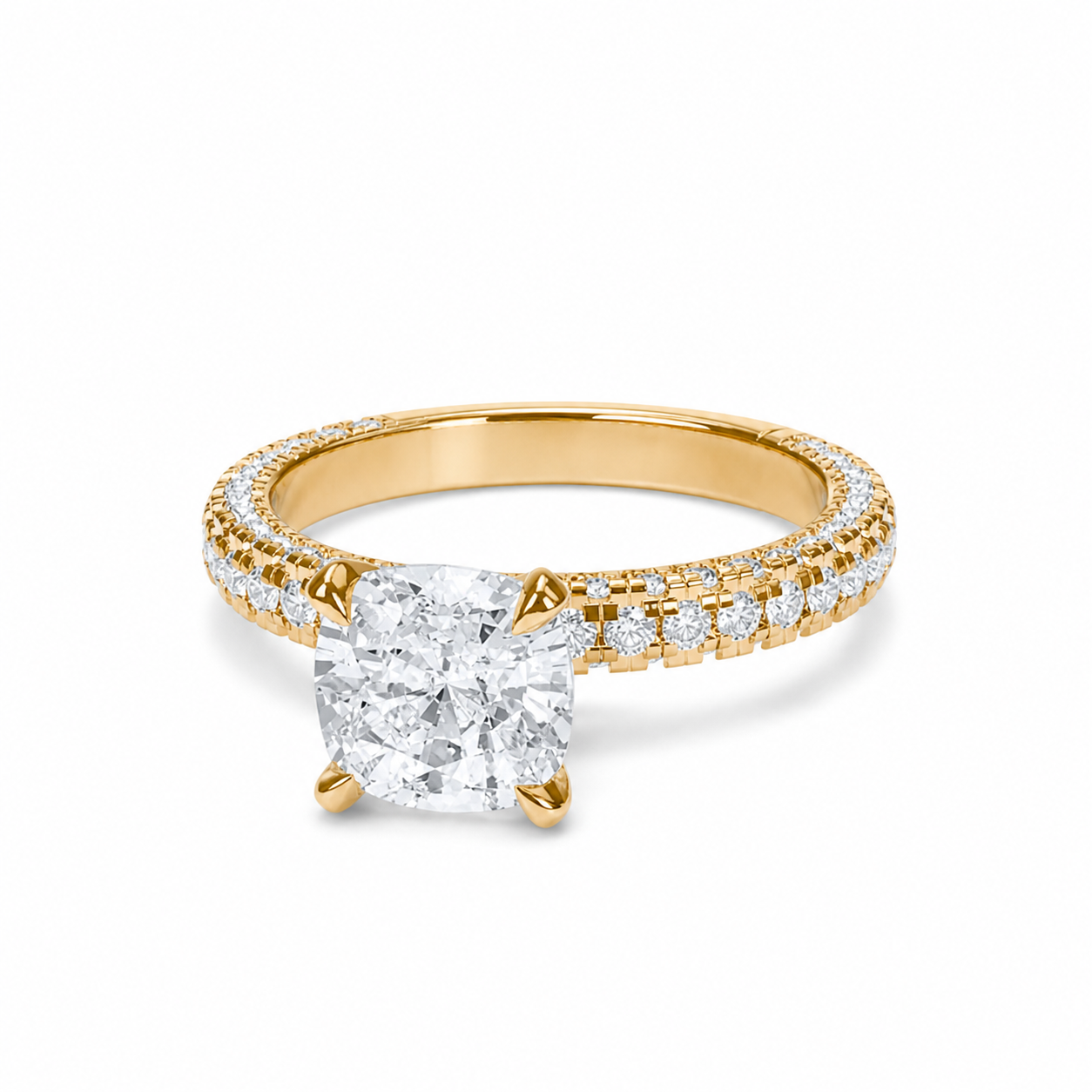 Anillo de compromiso Cojín III · Pavé doble
