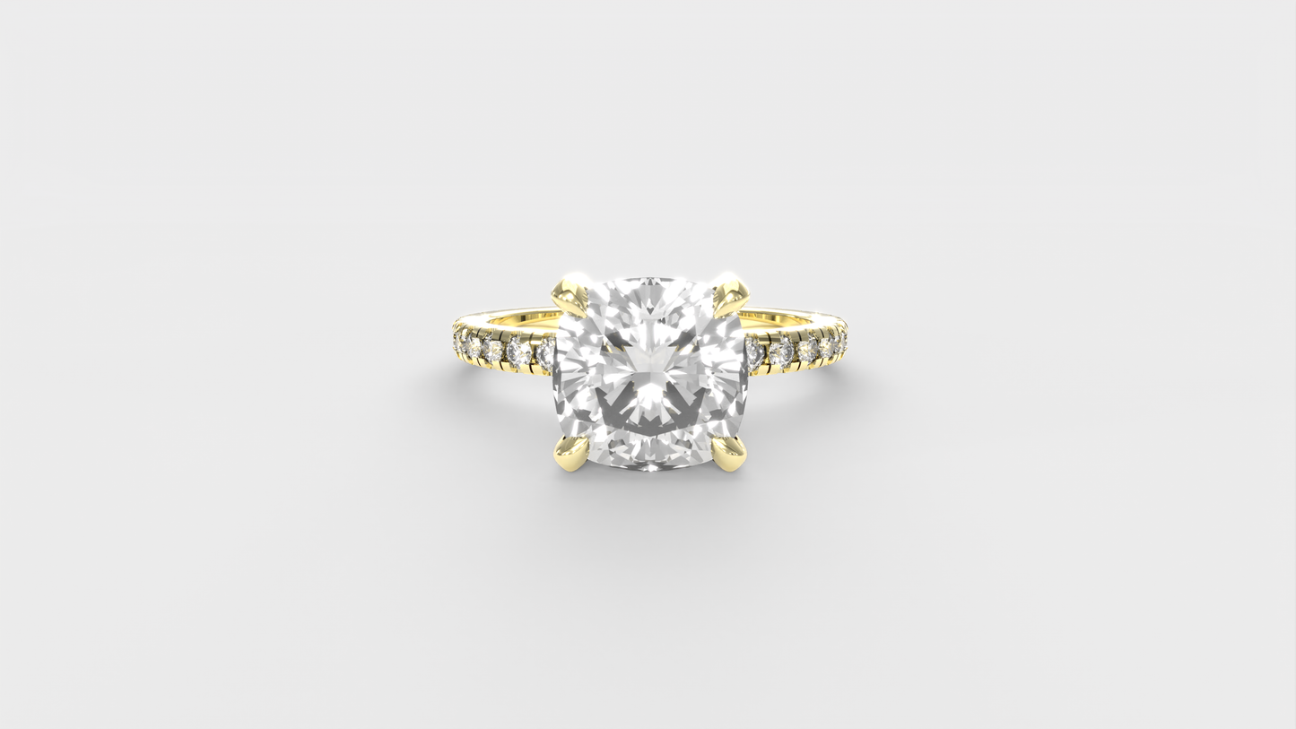 Anillo Pavé Moderno Diamante Cojín