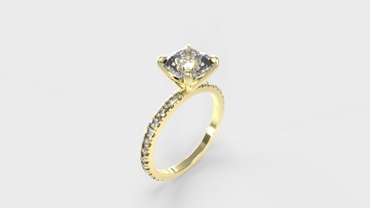 Anillo Pavé Moderno Diamante Cojín