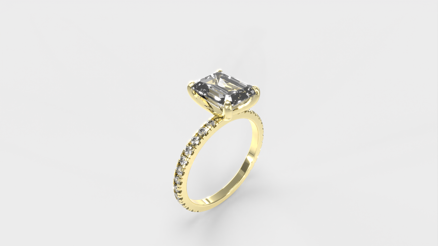 Anillo Pavé Moderno Diamante Esmeralda