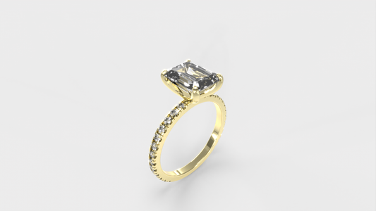 Anillo Pavé Moderno Diamante Esmeralda