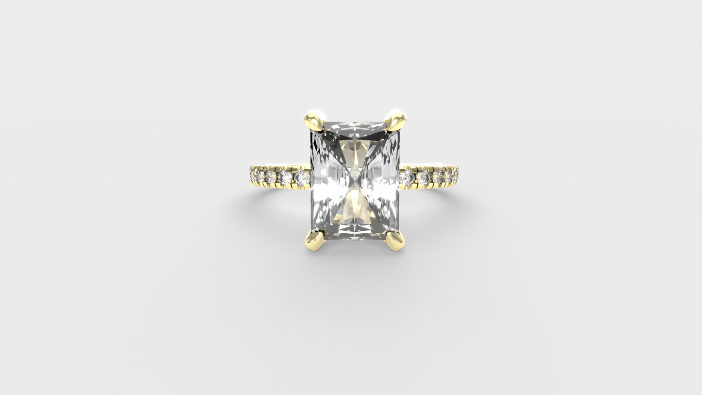 Anillo Pavé Moderno Diamante Radiante