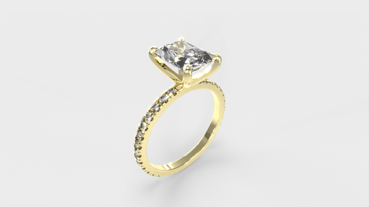 Anillo Pavé Moderno Diamante Radiante