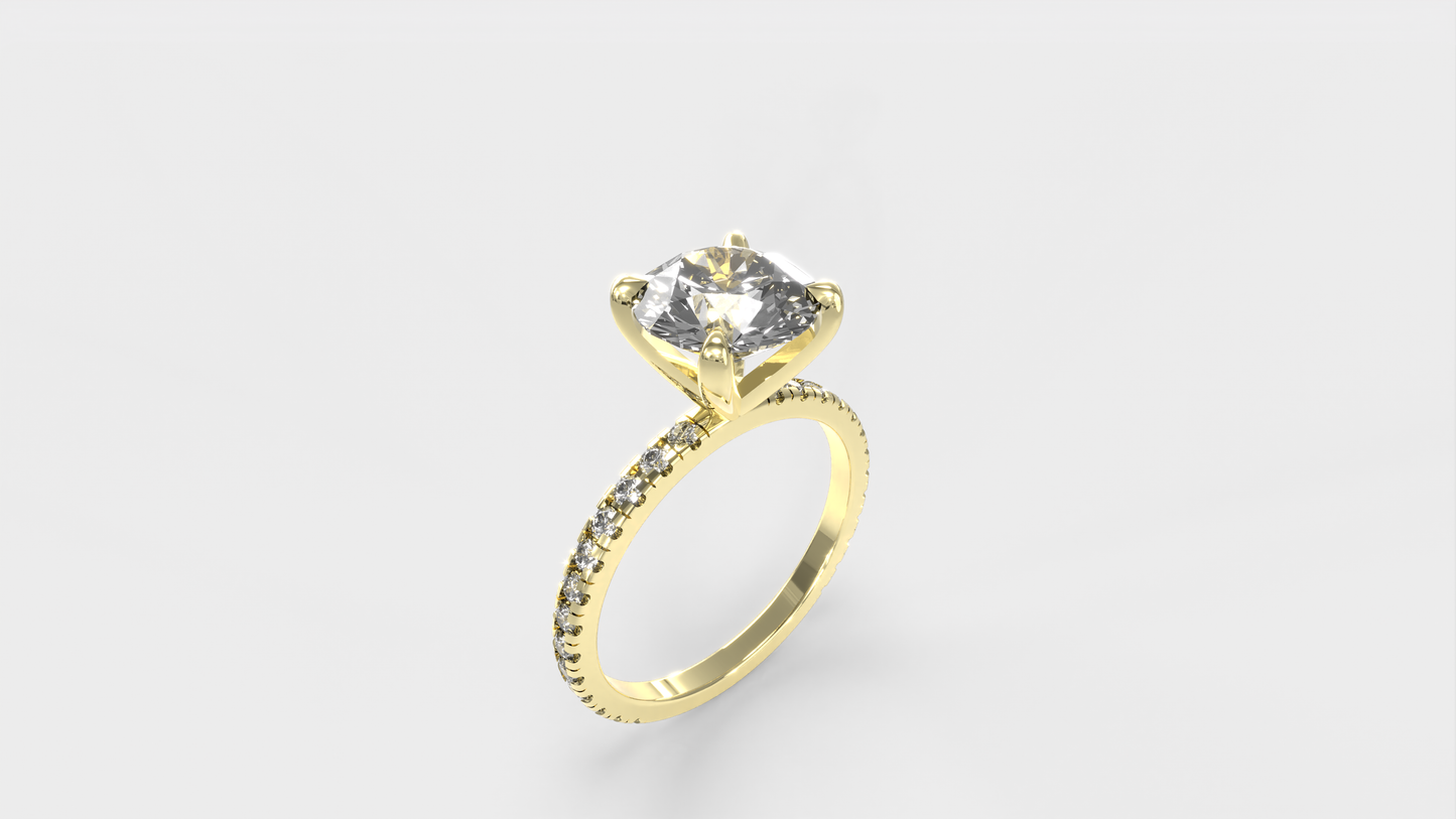 Anillo Pavé Moderno Diamante Redondo