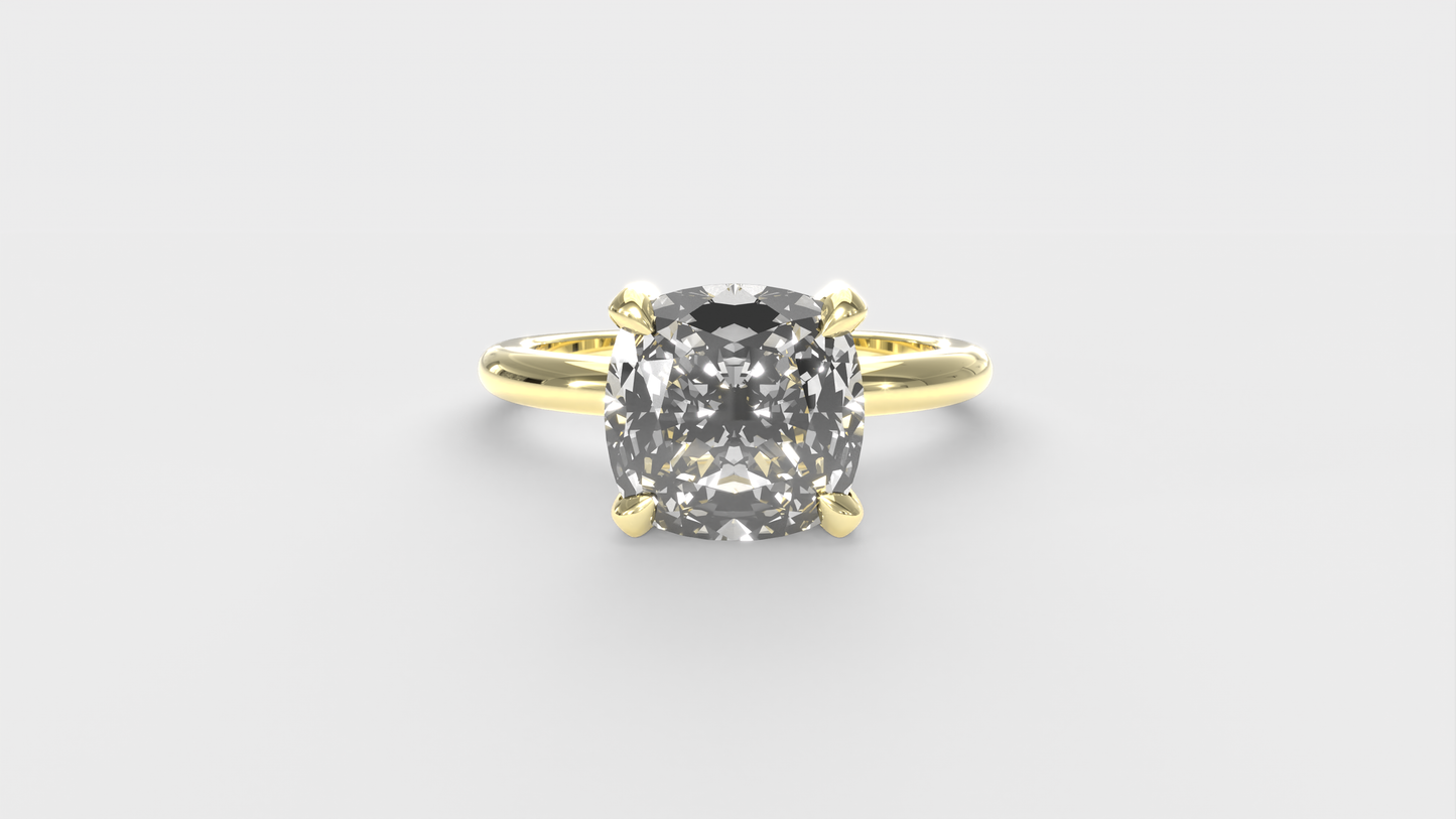 Anillo Solitario Clásico Diamante Cojín