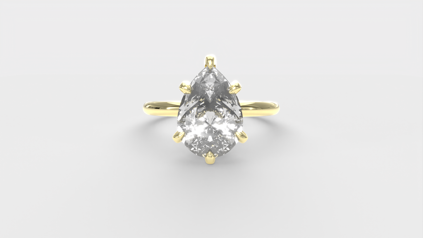 Anillo Solitario Clásico Diamante Pera