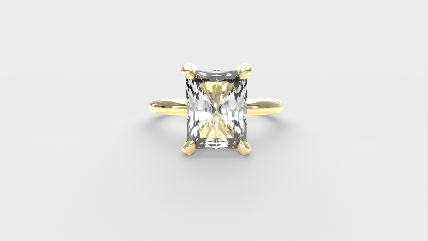 Anillo Pavé En Puntas Diamante Radiante