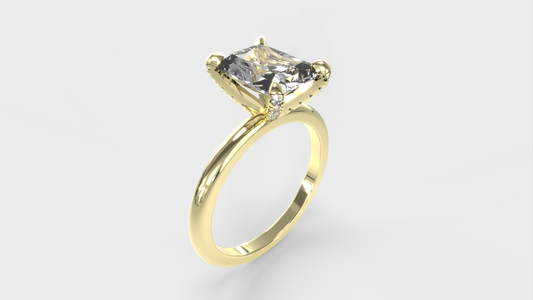 Anillo Pavé En Puntas Diamante Radiante
