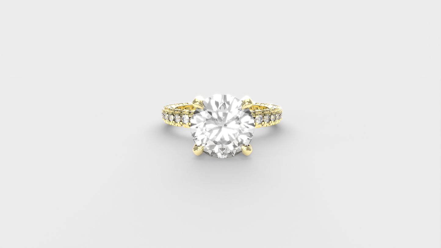 Anillo Pavé Trío Diamante Redondo