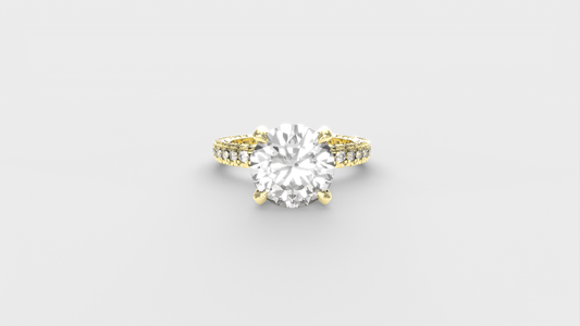 Anillo Pavé Trío Diamante Redondo