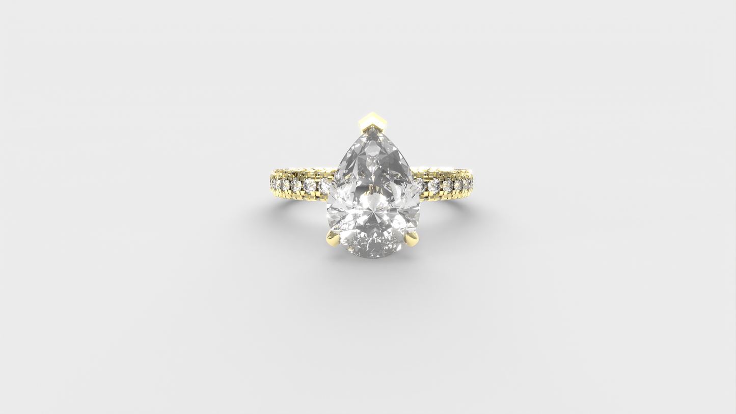 Anillo Pavé Trío Diamante Pera