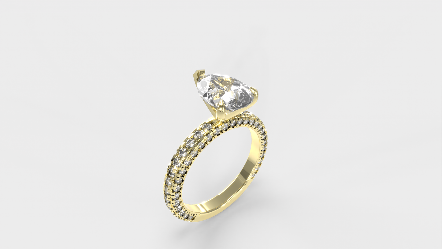 Anillo Pavé Trío Diamante Pera