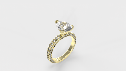 Anillo Pavé Trío Diamante Pera