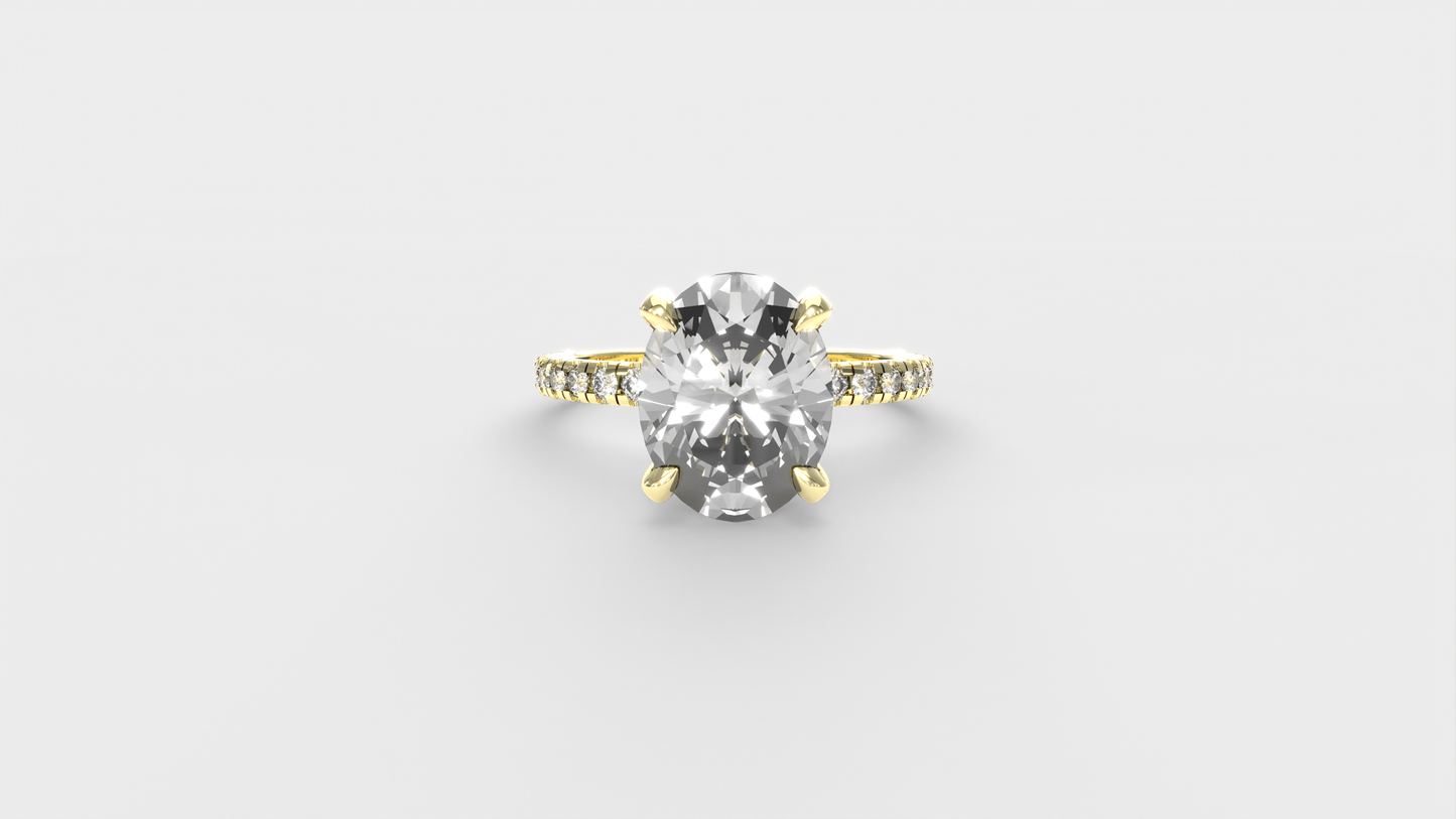 Anillo Pavé Moderno Diamante Óvalo