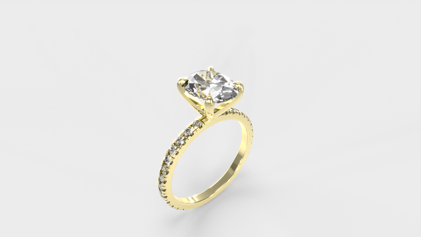 Anillo Pavé Moderno Diamante Óvalo