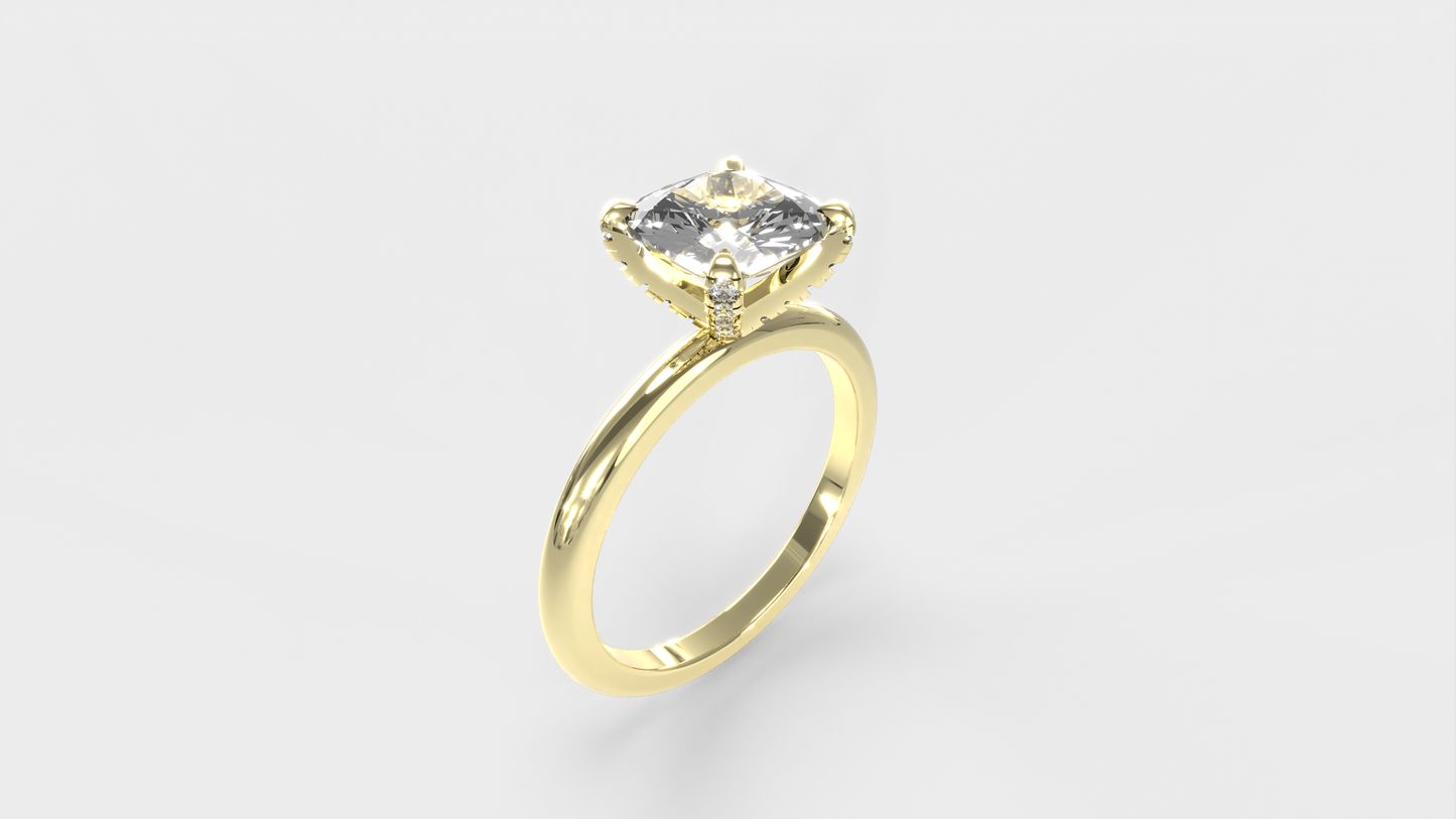 Anillo Pavé En Puntas Diamante Cojín