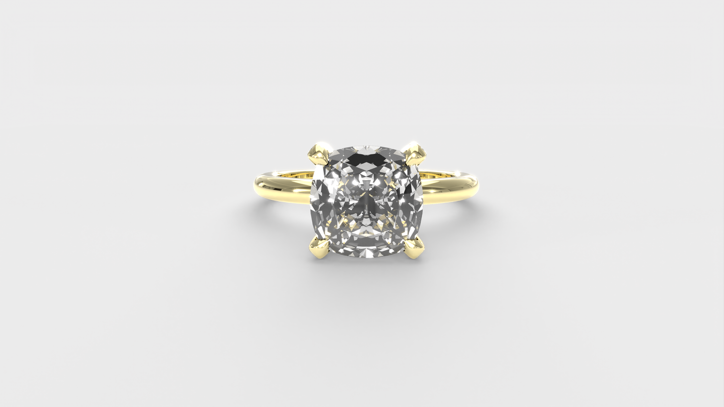 Anillo Pavé En Puntas Diamante Cojín