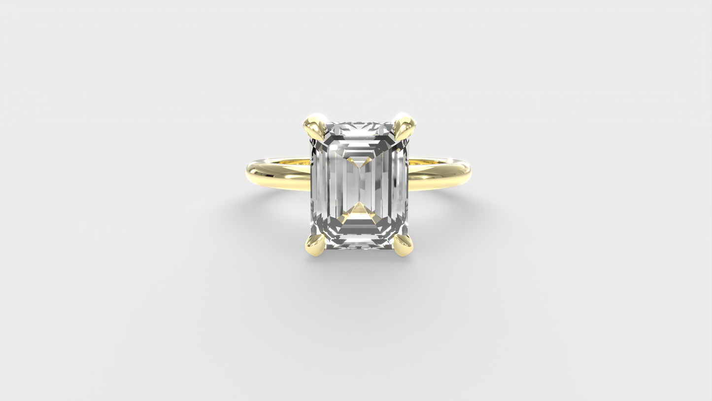 Anillo Solitario Clásico Diamante Esmeralda