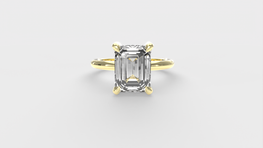 Anillo Solitario Clásico Diamante Esmeralda