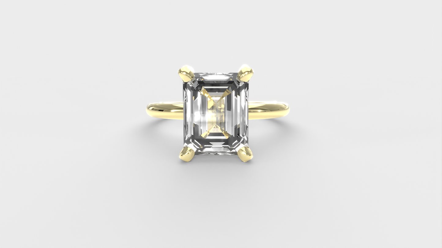 Anillo Pavé En Puntas Diamante Esmeralda