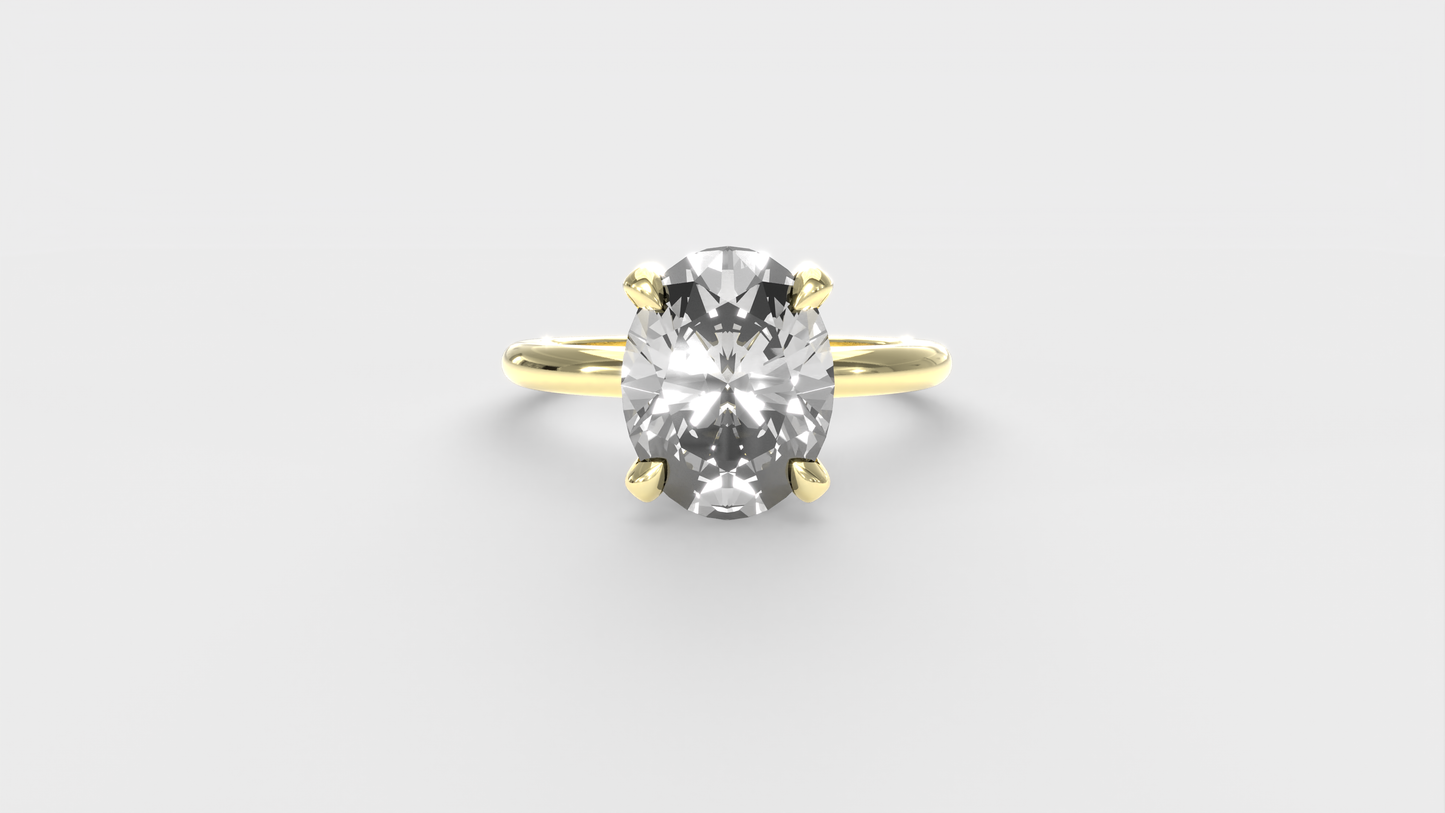 Anillo Solitario Clásico Diamante Óvalo