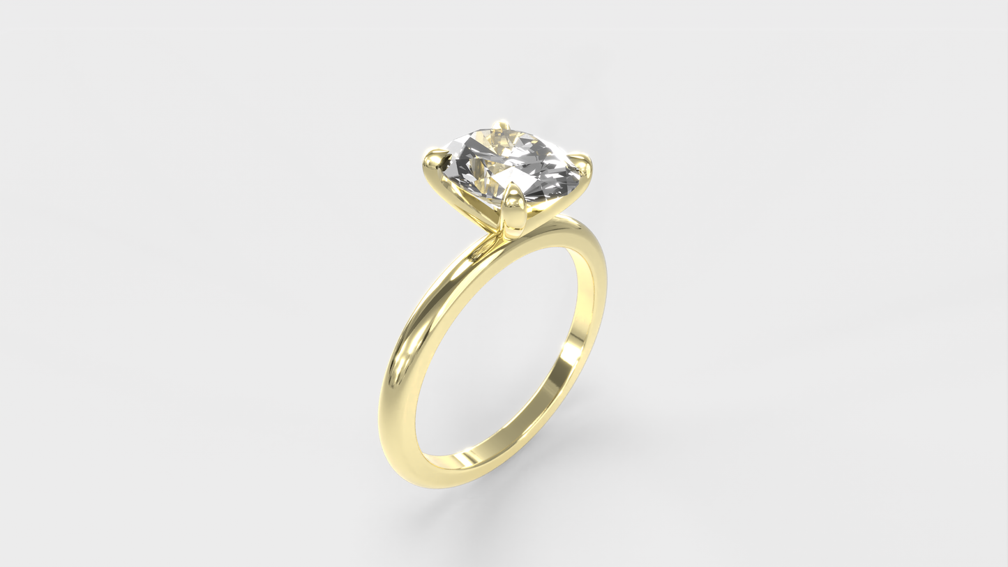 Anillo Solitario Clásico Diamante Óvalo