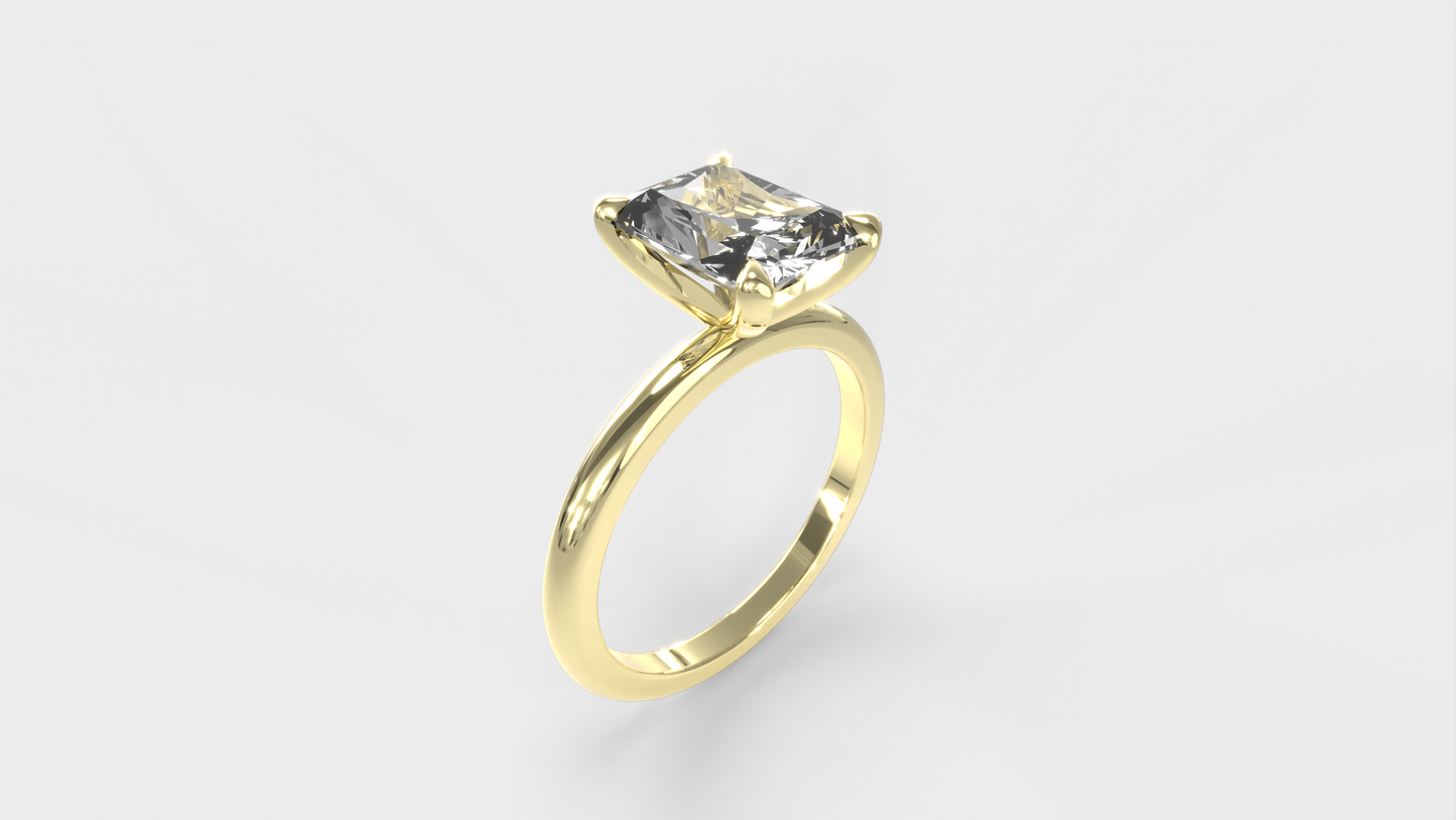Anillo Solitario Clásico Diamante Radiante