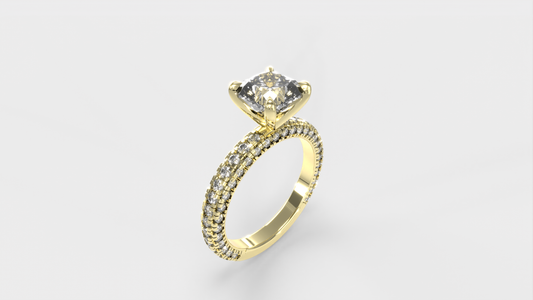 Anillo Pavé Trío Diamante Cojín