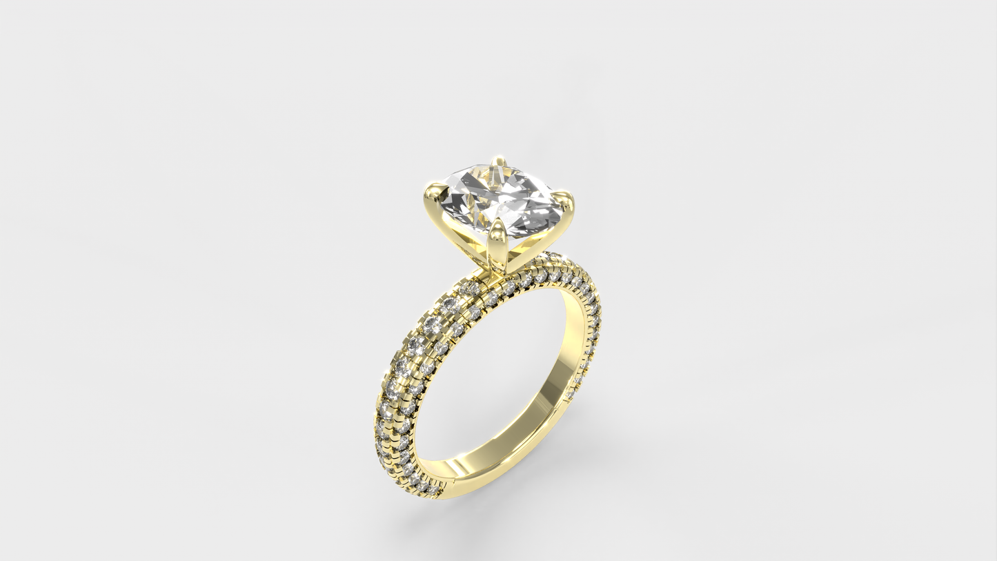 Anillo Pavé Trío Diamante Óvalo