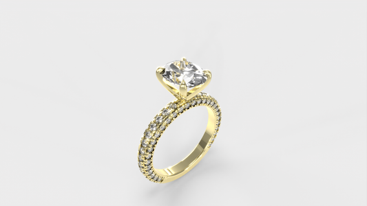 Anillo Pavé Trío Diamante Óvalo