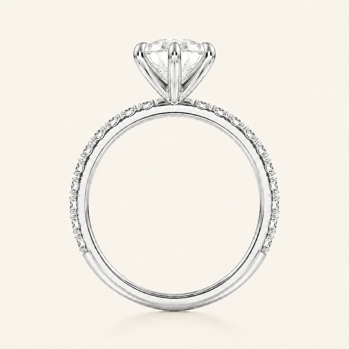 Anillo Pavé Moderno Diamante Pera en oro blanco, vista de perfil