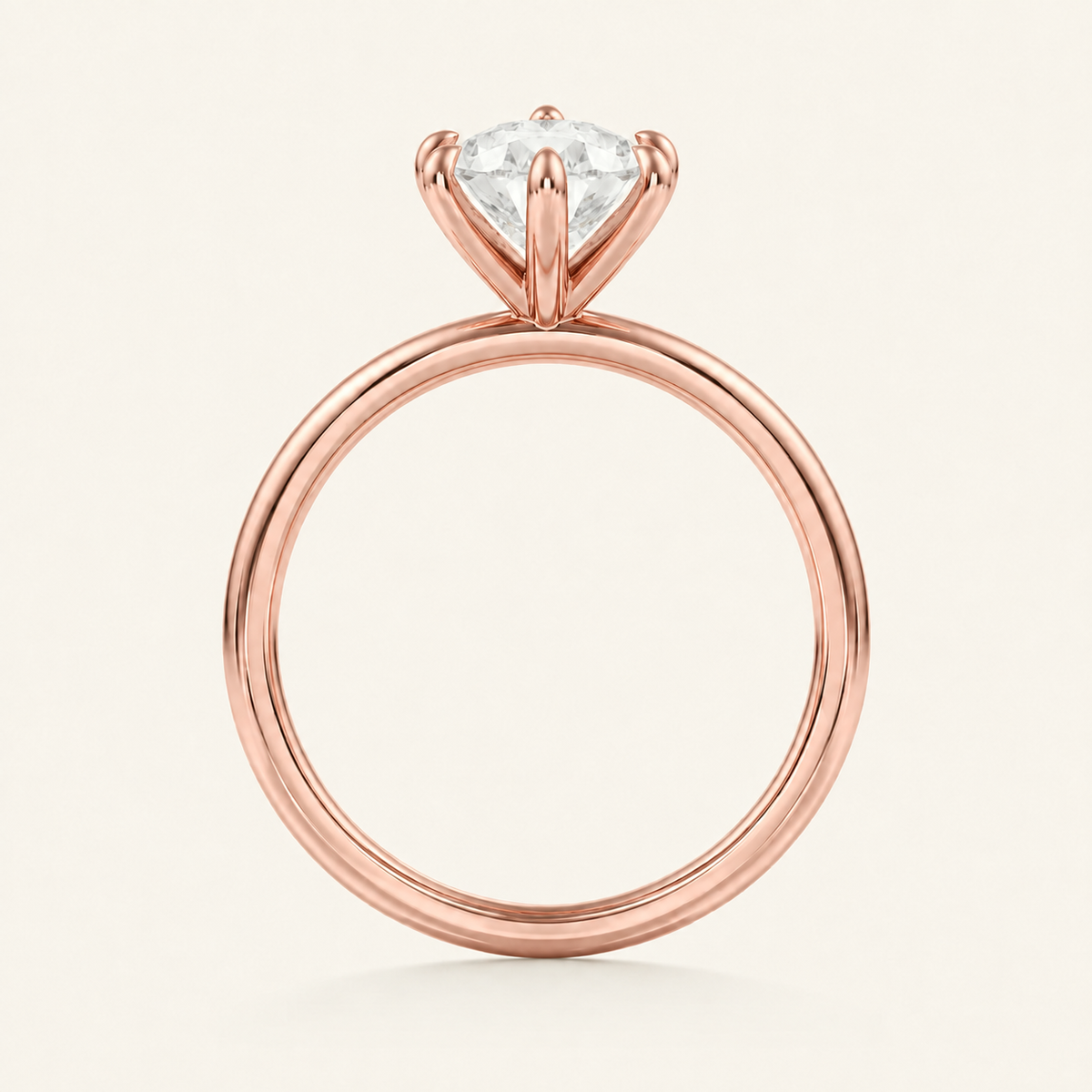 Anillo Solitario Clásico Diamante Pera en oro rosado, vista de perfil