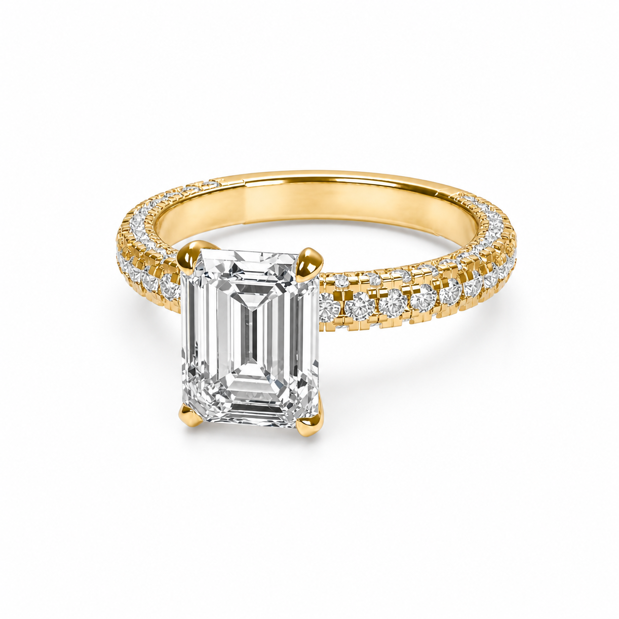 Anillo de compromiso Esmeralda I · Pavé clásico