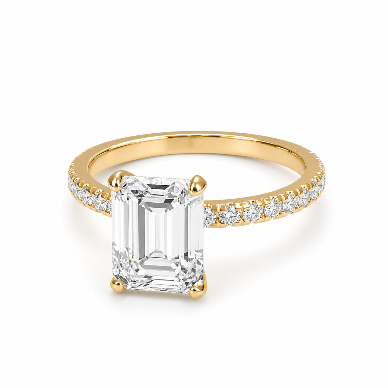 Anillo de compromiso Esmeralda II · Pavé fino