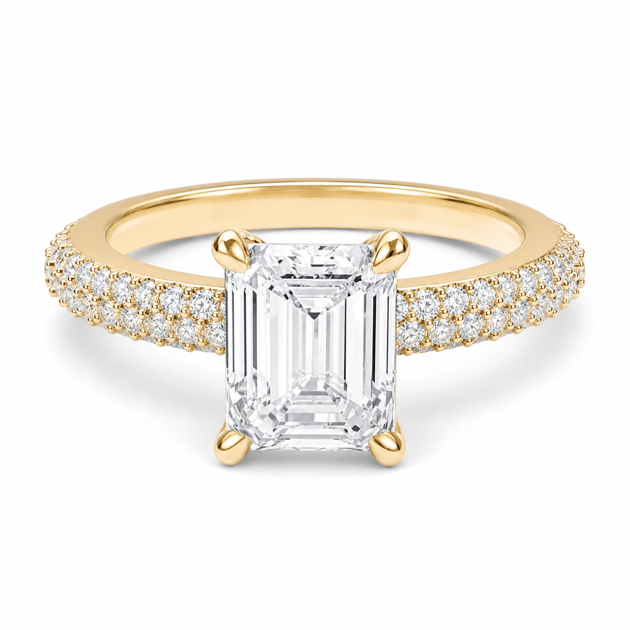 Anillo de compromiso Esmeralda III · Pavé doble
