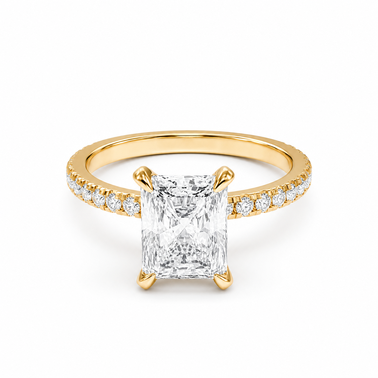Anillo de compromiso Radiante III · Pavé doble